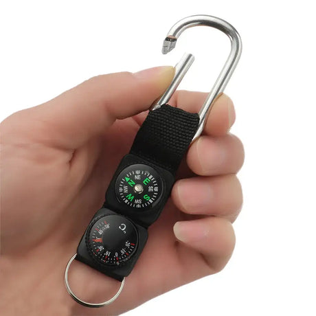 Mini Compass Thermometer Carabiner Compass Thermometer Carabiner 3 in 1 Outdoor Hiking Key Buckle Double Sided Metal Compasses - Lootquake
