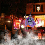 Halloween Props with Terrifying Sounds and Lights Halloween Flying Witch Decor Broom Wizard Decor for Balcony Entry Themed Party