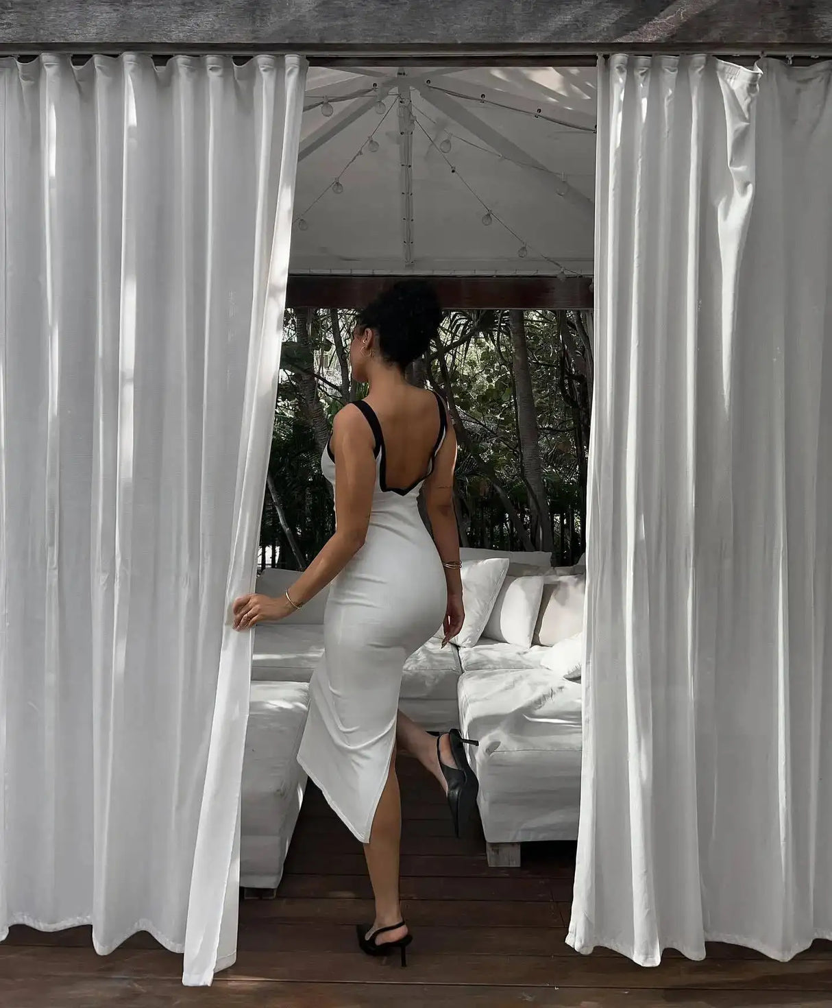 Knit Suspender Split Long Dress Women 2024 New Sleeveless Block Color Beach Vacation V-Neck Knitwear Bodycon Sexy Dresses - Lootquake