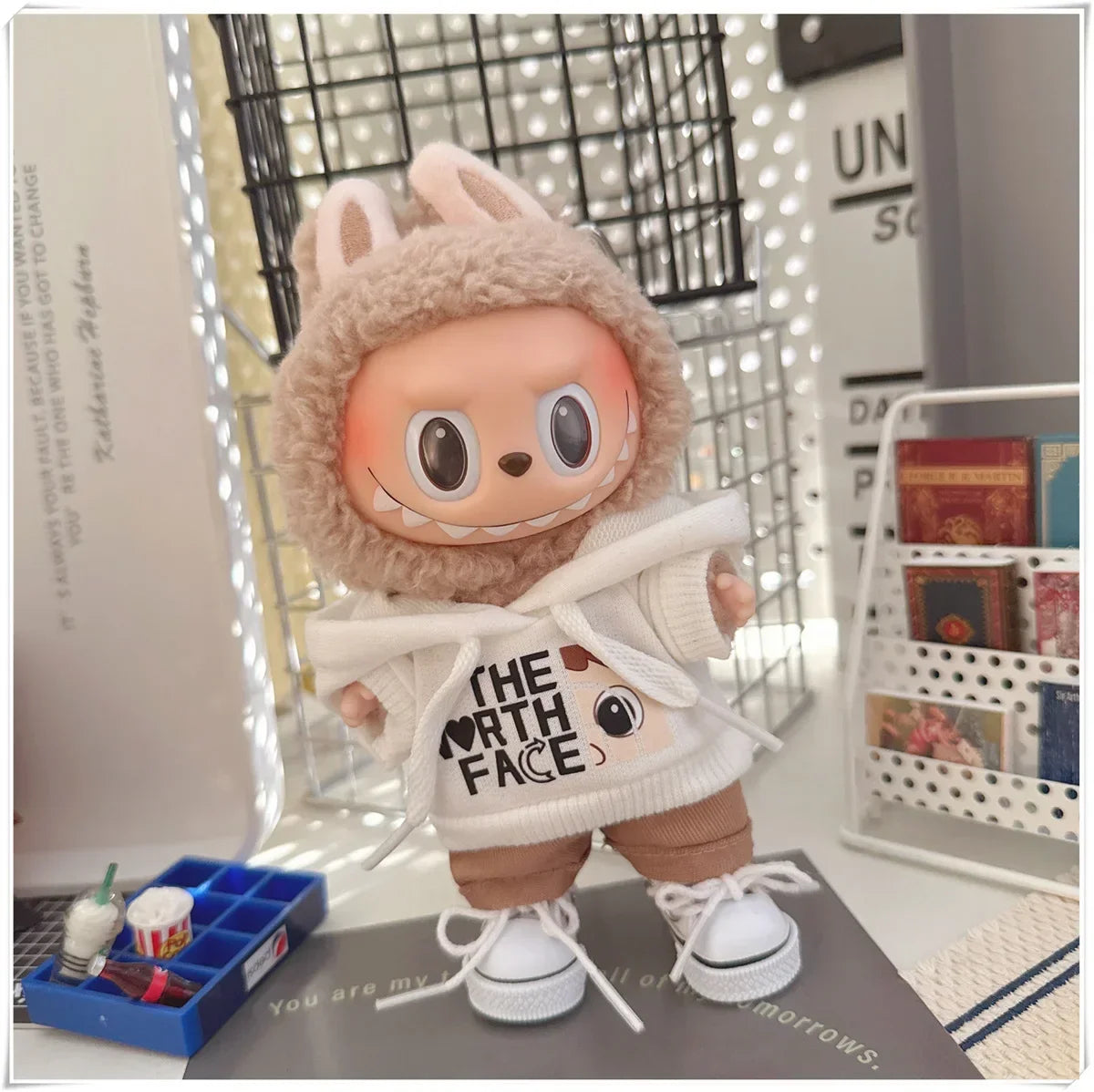 Vêtements de poupée Labubu, ensemble sweat à capuche et pantalon tendance, accessoires pour poupées Labubu Idol V1 V2, peluche universelle de 15/17 cm