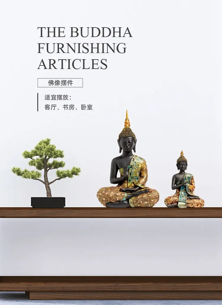 Estatua grande de Buda de Tailandia, escultura de Buda de resina verde hecha a mano, budismo hindú, fengshui, figura de meditación, decoración del hogar