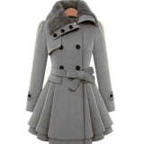 Winter Women's Jacket Windbreaker Warm Plush Thick Clothes Double Breasted Belt Autumn And Winter Korean Style Slim Lapel Coat - Lootquake