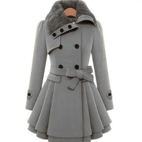 Winter Women's Jacket Windbreaker Warm Plush Thick Clothes Double Breasted Belt Autumn And Winter Korean Style Slim Lapel Coat - Lootquake