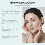 Crema facial reafirmante con colágeno, renovación, nutrición profunda, reducción de manchas oscuras, pecas, aclaramiento, piel suave, lifting, crema reafirmante.