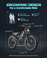 Bicicleta eléctrica Romeo Pro 2 2024, motor dual de 3000 W, batería de 52 V y 60 Ah, neumáticos anchos de 26" x 4.0", para montaña, nieve y todoterreno.