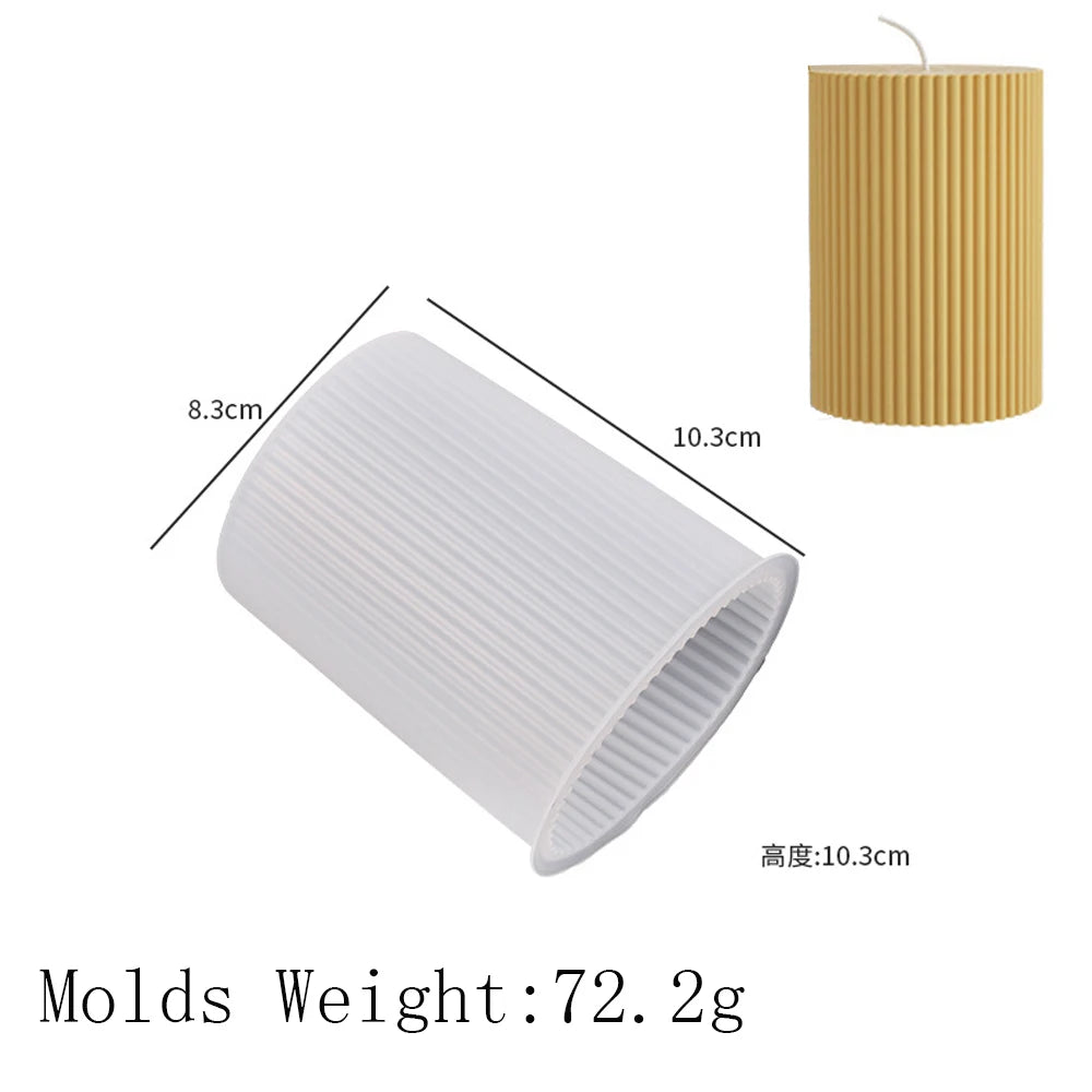 Molde de silicona para velas cilíndricas a rayas, hecho a mano, para hacer velas perfumadas, molde de cera, moldes artesanales de resina epoxi de cristal, decoración del hogar