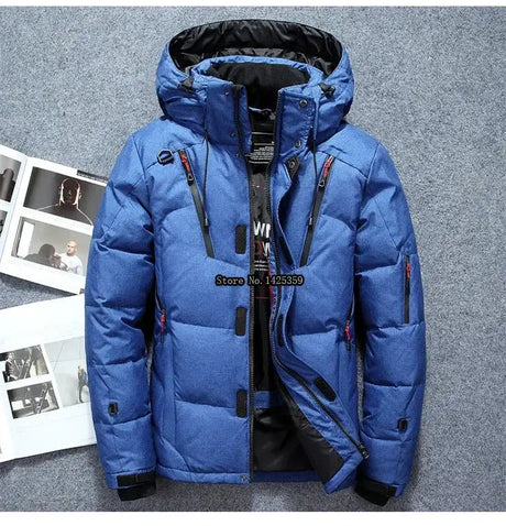 -20 Degree Winter Down Coat Men White Duck Down Parkas Jacket Mens Thick Warm Snow Parka Jacket Overcoat Windbreaker Warm Parkas - Lootquake
