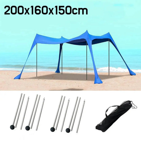 Blue Shade Family Beach Awning Ultralight Sunshade Tent for Sea Outdoor Portable Patio Shade Waterproof Camping Sun Shelter - Lootquake