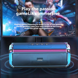 Altavoz Bluetooth portátil estéreo envolvente de 20 W con graves impactantes y luz colorida, subwoofer inalámbrico resistente al agua, boombox para karaoke en casa