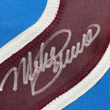 Camiseta de béisbol azul retro de Filadelfia de 35 x 39, enmarcada, autografiada y firmada por Mike Schmidt (JSA COA)