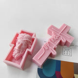 Portrait Face Silicone Mold Jesus Sculpture Cross Aroma Candle Resin Plaster Ornament Mold Home Decor Crafts Making Mould