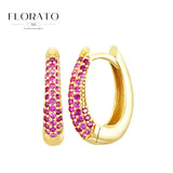 Pendientes de plata de ley 925 con microincrustaciones de circonitas en forma de aro y hebilla geométrica de lujo, joyería de moda, regalo al por mayor