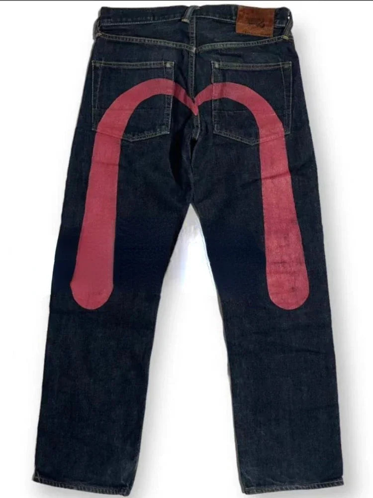 Jeans Women Gothic Y2K Retro Streetwear Black Cargo Punk Vintage Kpop Print Wide Leg Denim Panrts Female Autumn Trousers Pants - Lootquake