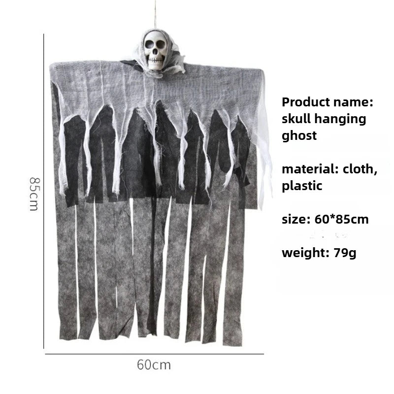 Halloween Decoration Hanging Ghost Skeleton Gauze Ghost Face Scary Pendant for Haunted House Decor, Patio Porch Skull Props