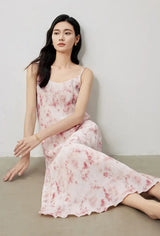 TOYOUTH Women Suspenders Dress 2024 Summer New Bohemian Oil Painting Printed Holiday Beach Sexy Straight Long Dress - Lootquake