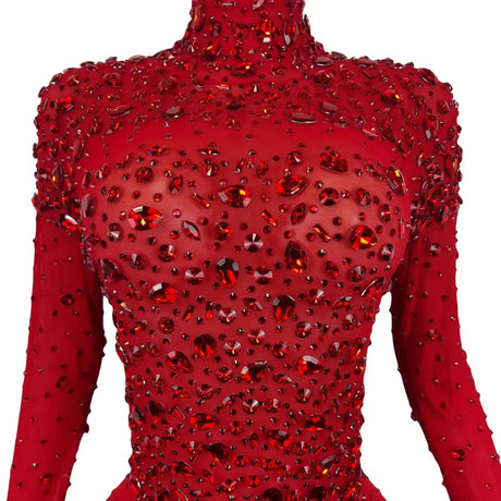 Sexy Party Banquet Evening Dresses Women Sparkly Rhinestone Long Dress Nightclub Singer Stage Costume Festival Clothing Cuixing - Lootquake