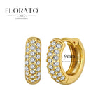 Pendientes de plata de ley 925 con microincrustaciones de circonitas en forma de aro y hebilla geométrica de lujo, joyería de moda, regalo al por mayor