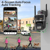 Cámara IP WIFI 8K con zoom 8X, cuatro lentes y cuatro pantallas, detección humana, 4K, 8MP, IP HD, doble pantalla, seguridad, impermeable, iCsee