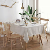 Ruffled Linen Cotton Tablecloth for Wedding Home Party Dining Banquet Decoration Flax Fabric Table Cloth Luxurious Table Cover