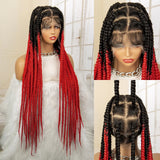 36" Big Knotless Box Braided Full Lace Wig | Cornrow Braiding Wig | Baby Hair | Synthetic Braids | For Women