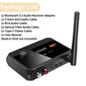 Receptor de audio Bluetooth 5.3 compatible con USB U-Disk Play, adaptador inalámbrico R/L, 2 RCA/3,5 mm AUX/fibra óptica para altavoz de kit de coche.