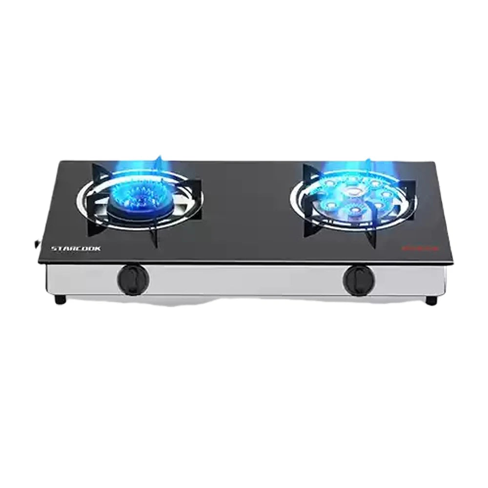 Estufa de gas de escritorio de doble placa de cocción para el hogar, cocina de fuego intenso con doble orificio y gas licuado natural.