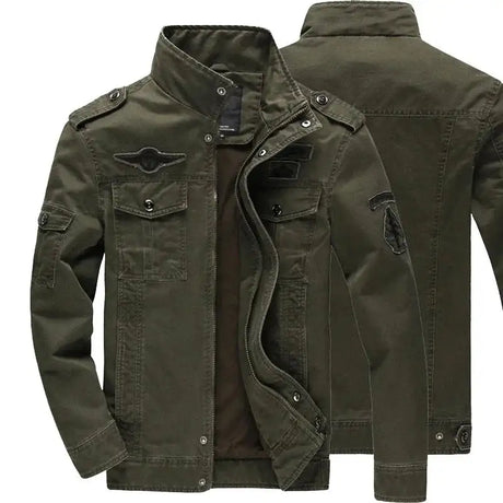 Men Work Jacket Spring and Autumn 2024 New Solid Color Retro Embroidery Outdoor Camping Windproof Coat Men Slim Fit windbreaker - Lootquake