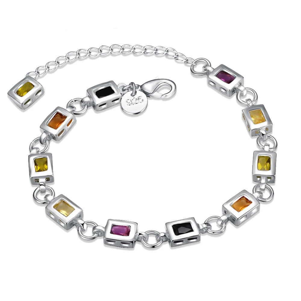 Pulsera de plata de ley 925 con dije de moda para hombre y mujer, cadena de cuerda trenzada, joyería fina, regalo de boda, fiesta y Navidad.