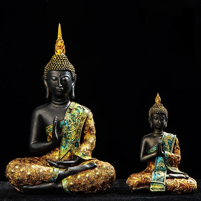 Estatua grande de Buda de Tailandia, escultura de Buda de resina verde hecha a mano, budismo hindú, fengshui, figura de meditación, decoración del hogar