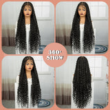 36" Long Boho Knotless Braids Wig | Curly Ends | Full Lace | Baby Hair