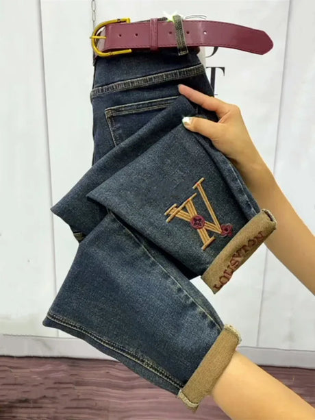NEW Spring Autumn High Waist Straight Jeans Loose Fit Stretch Haren Denim Pants Ladies Ankle-Length Jeans Pants 2024 - Lootquake