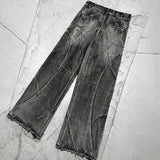PFNW Spliced Design Washed Denim Jeans Men's Streetwear Fashion Straight Leg Denim Pants Hip Hop Trendy Trousers Spring 28W4634 - Lootquake