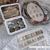9 Grids Nail Powder Color Texture Three-Dimensional Styling Adhesive 9 Colors Nail Fairy Powder Set gel Polish Nail Art DIY