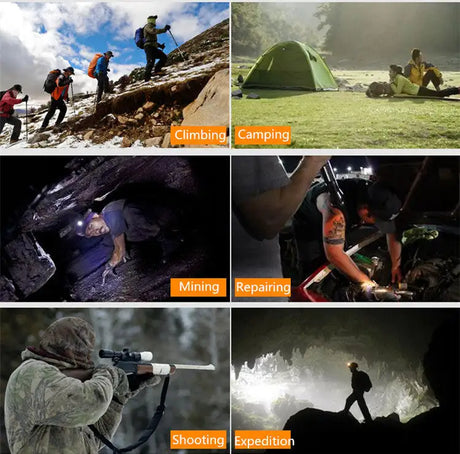 1-5PCS Portable Mini Powerful LED Headlamp XPE+COB USB Rechargeable Hunting Headlight Waterproof Head Torch with Tail Magnetic - Lootquake