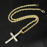 Hip Hop Cross Pendant Necklace Strap 4mm Zircon Tennis Chain Iced Out Sparkling Necklace Men Women Punk Jewelry Fashion Gift - Lootquake