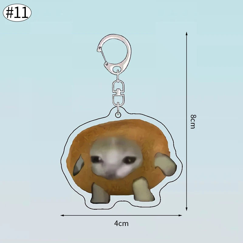 Funny Banana Cat Key Chain Creative Acrylic Happy Cats Schoolbag Pendant Bag Accessories DIY Mobile phone Lanyard Student Gift - Lootquake