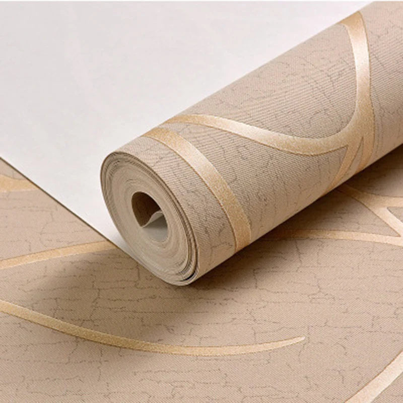 Papier peint décoratif pour chambre à coucher, 53 cm, autocollants muraux épais, rayures courbes, résistant à l'humidité, non tissé, style européen moderne