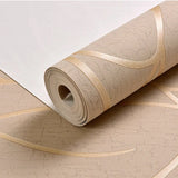 Papier peint décoratif pour chambre à coucher, 53 cm, autocollants muraux épais, rayures courbes, résistant à l'humidité, non tissé, style européen moderne