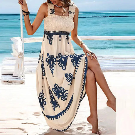 Summer Holiday Dress Women Casual Sleeveless A-Line Party Long Dress Boho Casual Sleeveless Party Dress 2024 - Lootquake