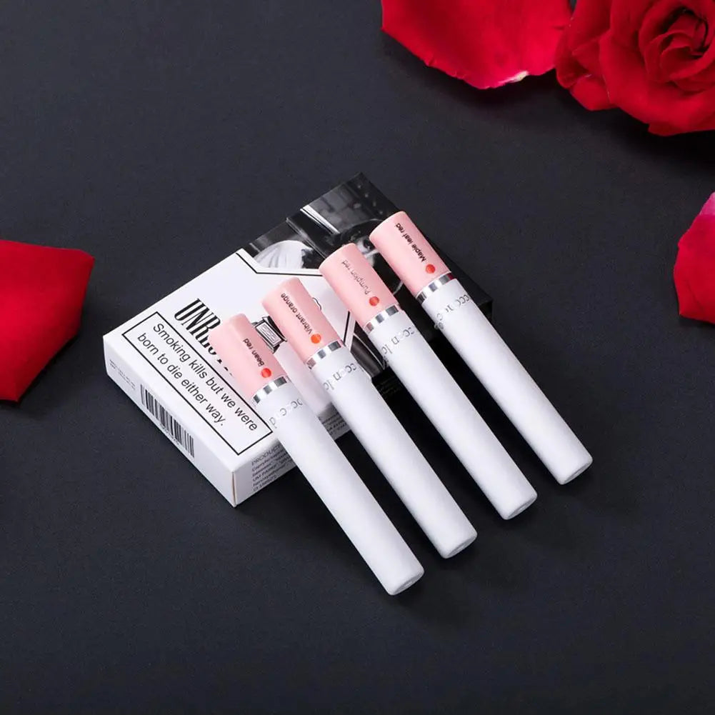 Juego de 4 labiales de cigarrillos, brillo labial mate de larga duración, resistente al agua, tubo de lápiz labial color piel, maquillaje cosmético.
