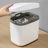 Mini bote de basura de escritorio, pequeño, de plástico, con tapa abatible, para el hogar, la oficina y la limpieza del hogar.