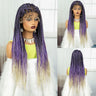 36" Burgundy Knotless Box Braids Wig | 9x6 Lace Front | Baby Hair