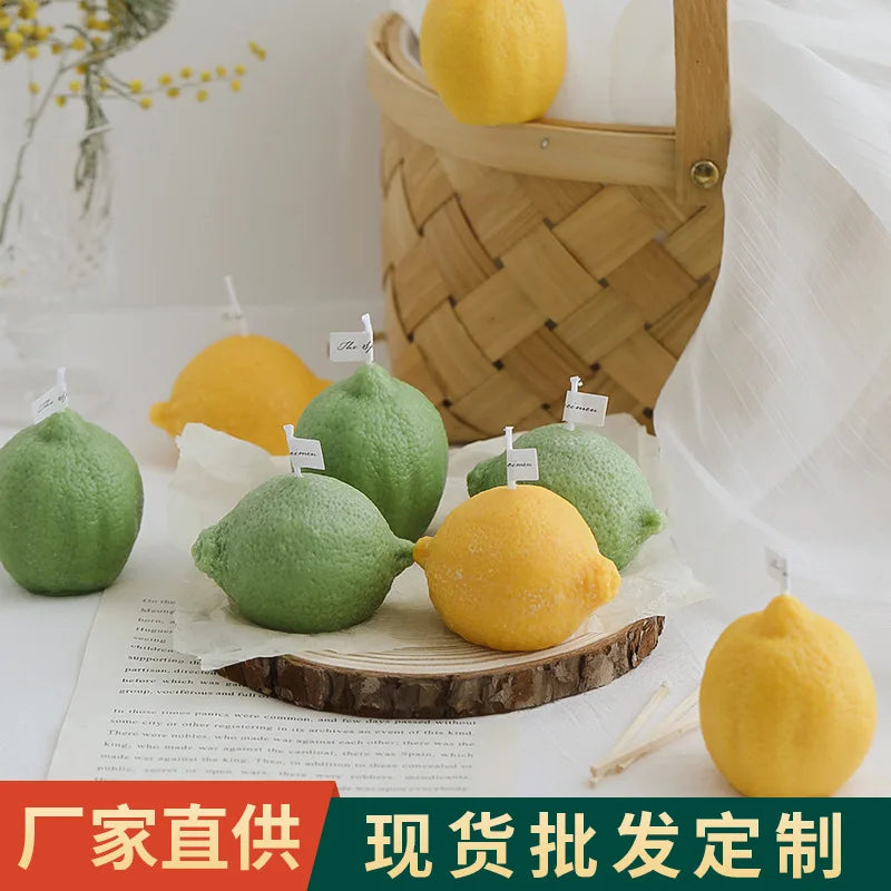 Bougie parfumée décorative au citron, cadeau d'anniversaire parfumé DIY, bougie imitation fruit