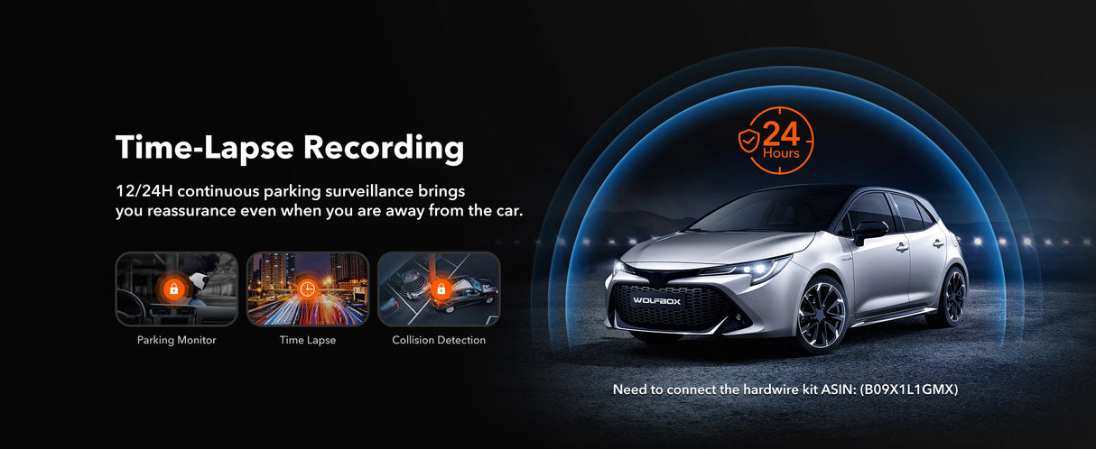 WOLFBOX G930 Caméra de tableau de bord 10 pouces Wifi 4K DVR pour voiture FOV 140° Caméra de tableau de bord avec rétroviseur, vue de stationnement 24h/24, écran tactile, enregistreur vidéo