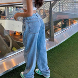Women Wide Leg Baggy Jeans Lady Vintage Y2K Punk Low Rise Waist Loose Denim Pants Streetwear Fashion Trashy Long Skater Trousers - Lootquake