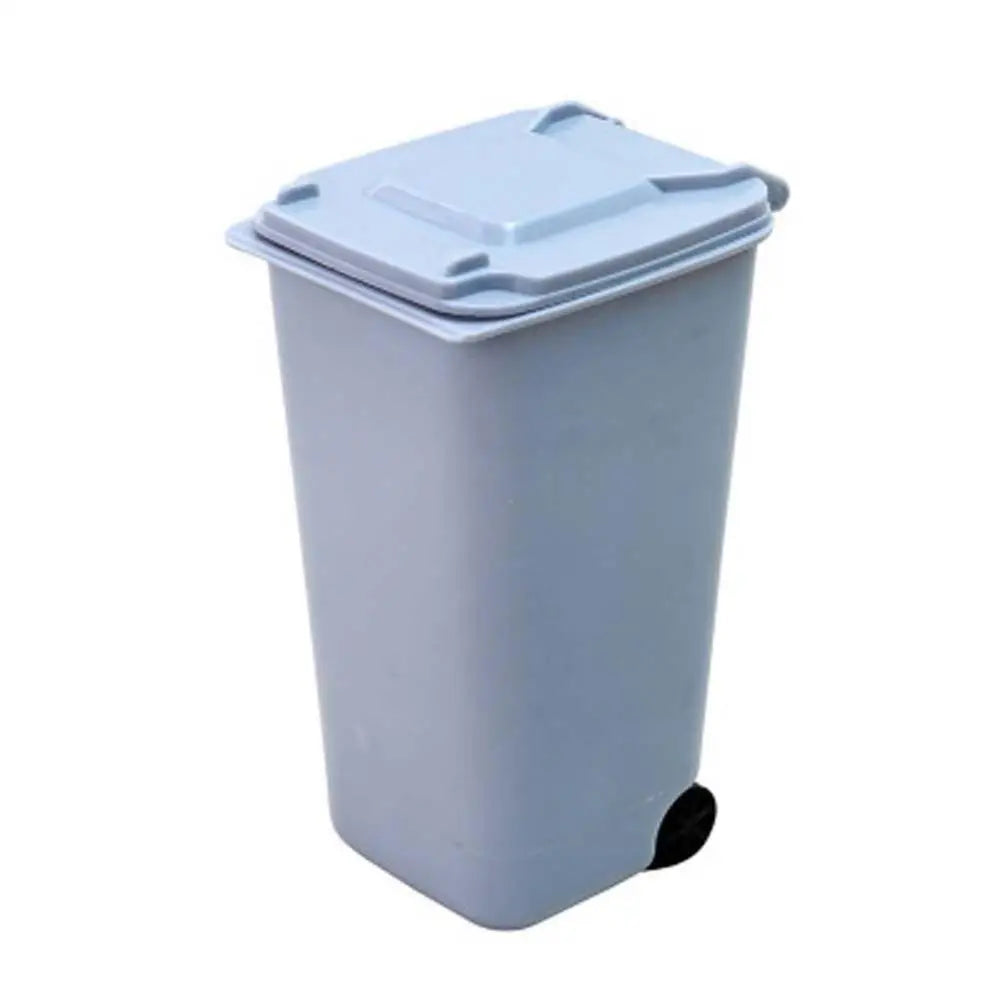 Desktop Trash Can Mini Wheelie Trash Can Storage Bin Desktop Organizer Pen Pencil Cup Creative Garbage Storage Box Waste Bin