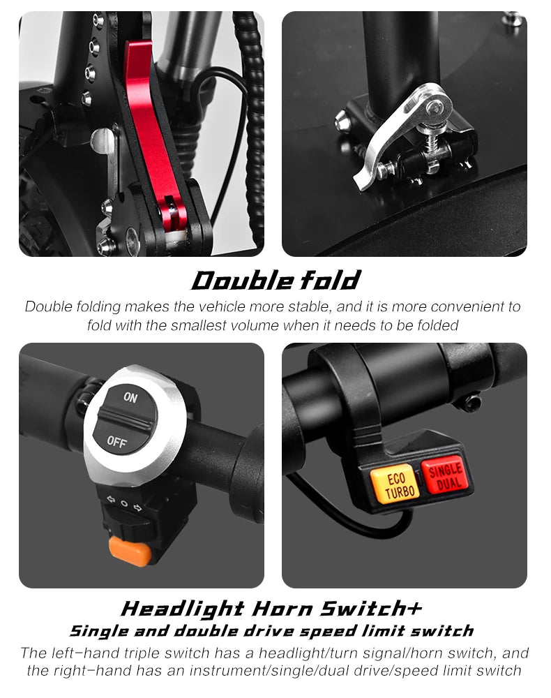 6000W Powerful Electric Scooter 60V 38Ah Max Speed 85km/h 100kmRange 11'' Tires Dual Shock Absorbing Folding EScooter for Adults