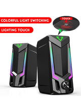 Altavoz para computadora Bluetooth RGB, altavoz para computadora de escritorio, altavoz para computadora portátil, altavoz estéreo de escritorio, alimentación por USB, con LED ambiental