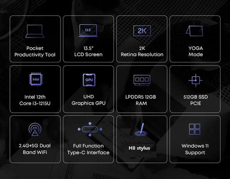 CHUWI FreeBook Laptop i3-1215U / N100 Processor 13.5" IPS Screen 2 In 1 Laptop Tablet PC 12GB RAM 512GB SSD Support Stylus - Lootquake
