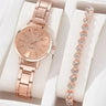 2pcs Set Watch Luxury Women Simple Dial Hollow Strap Fashion Gold Bracelet Quartz Wristwatch Student Ladies Watches Reloj Mujer - Lootquake